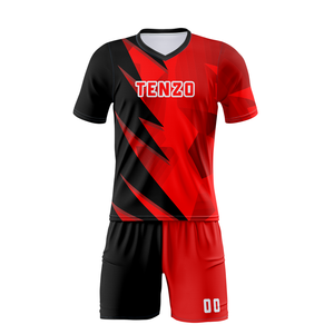 Uniforme de Fútbol Personalizado para Adultos, Camiseta y Pantalones Cortos, 100% Poliéster, Ligero, Secado Rápido, Transpirable, Cuello en V, Todas las Temporadas, ODM al por Mayor - Product Image 1