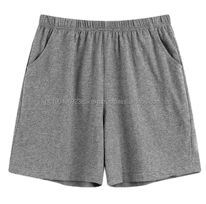 Pantalones cortos de dormir de algodón Spandex con logotipo personalizado para hombre, venta al por mayor, pantalones cortos negros para hombre, pantalones cortos informales de talla grande con cintura elástica para hombre - Product Image 1