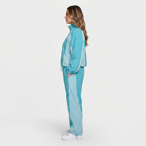 Women's Baggy Windbreaker Tracksuit Full Sleeve <b>Stand</b> Collar Casual Breathable 100% Nylon <b>Drop</b> Shoulder Ladies Jogging Tracksuit - Product Image 3