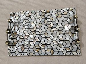 MOP Inlay Serving Storage Tray With Metal Handles High Gloss Finished <b>Coffee</b> <b>Table</b> Serving Breakfast Vanity Tray For Tabletop - Product Image 6