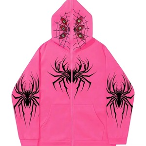 Sudadera Casual con Capucha y Cierre Frontal para Hombre, Estampado de Araña, Sudadera con Capucha Estampada a Prueba de Viento para Invierno, Estilo Moderno, Sudaderas Personalizadas - Product Image 1