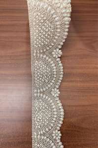 Bordure en dentelle d'organza pour mariée, avec perles et sequins, ruban de 4 pouces, broderie ethnique indienne, accessoire décoratif pour robe de couture - Product Image 3