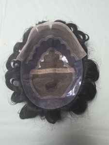 Peluca de Cabello Humano con Frente de Encaje para Hombres, con Ondas Naturales y Estilos Rizados, Parches de Cabello Indio Suave - Product Image 3