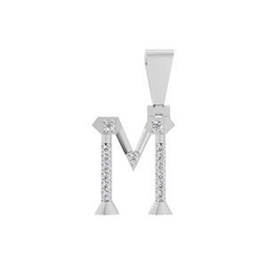 Aarinya Pendentif Géométrique en Diamant de Laboratoire Certifié IGI, Initiale 'M', en Argent 925 Plaqué, Taille Brillant, Pavé, Cadeau de Fiançailles et de Mariage - Product Image 1
