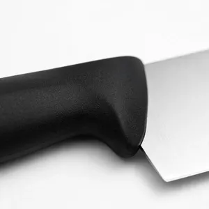 Couteau de chef de 9,5 pouces, manche noir profilé, lame argentée unie, outil de découpe pour la cuisine, pour hacher, couper en dés et trancher - Product Image 6