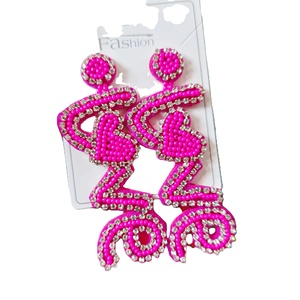 Pendientes de cuentas de diseñador Vintage LOVE para mujer, día conmemorativo patriótico, tela de Color naranja, blanco y azul para bodas - Product Image 1