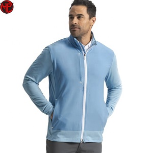 Veste de sport hybride bleu clair pour homme, en PU, à col montant zippé, à manches longues, pour l'hiver - Product Image 1