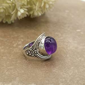 Vintage Handmade Natural Amethyst Gemstone <b>Ring</b> Brass 925 Silver Plated Adjustable <b>Statement</b> <b>Ring</b> SHYAM JEWELRS Boho Hippie - Product Image 3