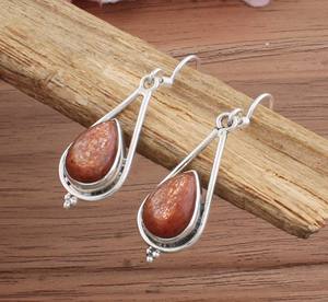 Natural Sunstone Drop <b>Earrings</b> 925 Sterling <b>Silver</b> Dainty Gemstone Orange Sparkle Luxury <b>Wedding</b> Women Gift Jewelry - Product Image 6