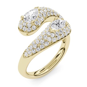 Bague en argent plaqué or avec grappe de pierres, coupe ovale et poire, bande ouverte, bijoux de mode pour femmes et hommes - Product Image 1