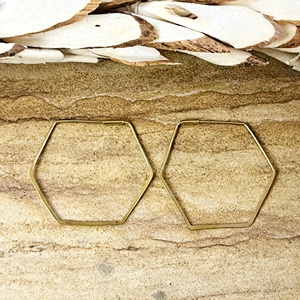 High Demand Geometric Earrings Minimalist Brass <b>Hoops</b> Men 18k Gold Plated Hexagon Polygon <b>Large</b> Statement for Wholesale/OEM/ODM - Product Image 1