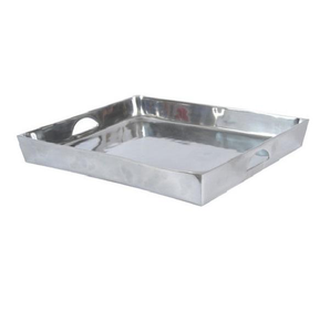 Plateau de service en métal martelé de haute qualité, forme carrée, en nickel, avec plateau de service ovale bicolore en métal martelé - Product Image 6