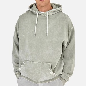 Sweat-shirt à capuche oversize pour homme, 100% coton, French Terry, bleu clair délavé, décontracté, streetwear d'automne - Product Image 3