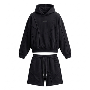 Ensemble sweat à capuche et short pour homme, doublure polaire, coton, imprimé personnalisé, coupe décontractée, style streetwear, ajustement ample, type régulier - Product Image 3