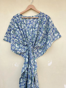 Algodón Kaftan indio Floral Kaftan largo caftán vestido para ser mamás playa cubrir ropa de dormir - Product Image 3