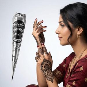 Natural Henna Mehndi Cone Ready Paste for Bridal Hand Art <b>Temporary</b> <b>Tattoo</b> Body Design Smooth Texture Fine Tip Cone - Product Image 2