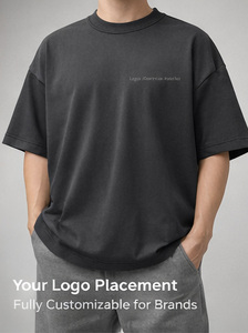 T-shirt homme en polyester/coton éponge écologique 240 grammes, lavé, brodé, design vierge, manches courtes, col ras du cou, style streetwear, imprimé - Product Image 4