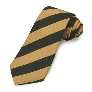 Corbata de hombre de jacquard tejido a rayas en color burdeos y dorado, accesorio premium para ocasiones formales, negocios, bodas y fiestas. - Product Image 3