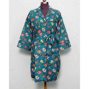 Vestido Camisero Largo de Algodón 100% Puro con Estampado Artesanal, Cuello Camisero, Manga Larga, Botones al Frente, Estilo Club, Fiesta, Moderno, Natural - Product Image 1