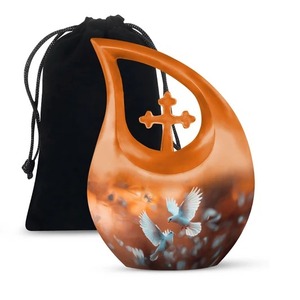 Hermosa urna cruzada de cremación de pavo real para adultos para cenizas humanas, urna decorativa de recuerdo con bolsa de terciopelo gratis - Product Image 5