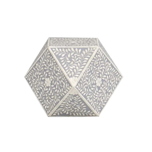 Handcrafted Blue Geometric Bone Inlay <b>Stool</b> Luxury Indian Handicraft Furniture Inlay Accent <b>Table</b> Wholesale Customized Logo - Product Image 5
