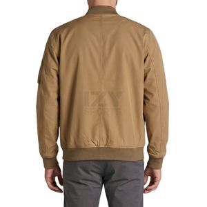 Classic Casual Minimalist Bomber <b>Jacket</b> <b>For</b> <b>Men</b> Soft Fleece Brushed Finish Rib Knit Borders Open Front Camel Tan <b>Smart</b> <b>Jackets</b> - Product Image 2