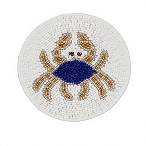 Handmade Summer Modern Round Durable <b>Coaster</b> Set of 4 Colorful Glass <b>Beads</b> Table Mat - Product Image 3