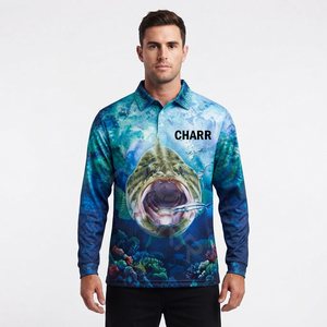 Popular Style Custom Sublimation Printing Long Sleeve Quick Dry Fishing POLO <b>SHIRT</b> <b>Sun</b> Protection Fishing Polo <b>Shirts</b> - Product Image 1