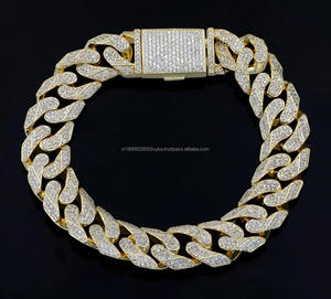 Pulsera de eslabones cubanos de moissanita helada, estilo hip hop, de plata de ley 925, chapada en plata, unisex, regalo para fiestas, bodas y ocasiones especiales - Product Image 3