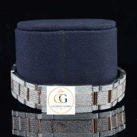 Direkter Fabrikverkauf Modische Luxuriöse Quadratische Legierung Roségold Automatische Voll-VVS-Moissanit-Diamant Chronograph-Uhr Quarz