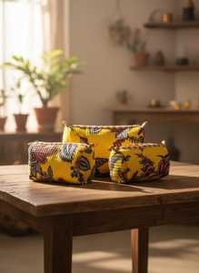 Lot of 10-500 Pcs Set Cotton Floral Printed Quilted <b>Foldable</b> 22x20cm Makeup <b>Bag</b> & Toiletry Travel Pouches for Bathroom - Product Image 4
