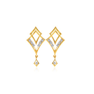 Modern Geometric Gold <b>Dangle</b> <b>Earrings</b> Featuring Open <b>Diamond</b> Design and Brilliant Lab Grown for Women - Product Image 1