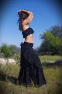 Jupe longue en coton, jupe portefeuille tribale, style gothique, bohème, jupe d'été fluide, jupe de danse - Product Image 2