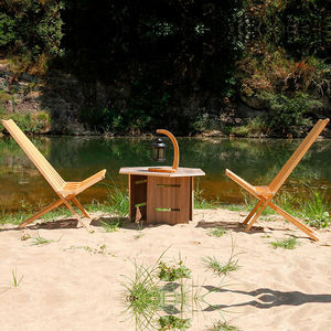 Chaise pliante portable en bois d'acacia, imperméable, pour le camping, la terrasse, le jardin - Product Image 3