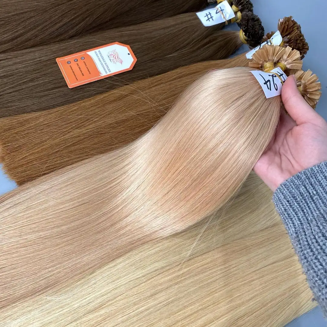 Full Length Keratin V Tip Hair Extensions Straight Style Customized Color Grade 12A Raw Vietnamese Human Hair