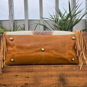 2025 nuevo cuero de vaca mecanizado a mano patrón a cuadros viaje Weekender bolsas de lona para la noche bolsas de lona deportivas para Unisex - Product Image 4