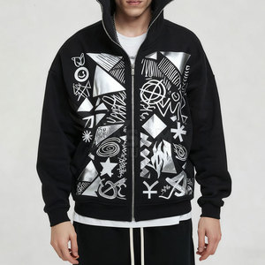 Sweat à capuche zippé sérigraphié, design personnalisé, tissu confortable, fermeture éclair intégrale, style décontracté - Product Image 3