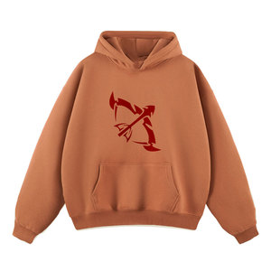 Sudadera con Capucha Unisex Color Granate, Felpa de Algodón, Corte Regular, Bolsillo Delantero, Diseño de Dragón Estampado, Ropa Casual de Otoño, Suave, 350g - Product Image 6