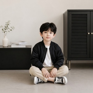 Kids Korean Wide Leg Casual Trousers for Boys Khaki Anti-Pilling Woven Cotton/Polyester Blend Button Fly Pants - Product Image 2