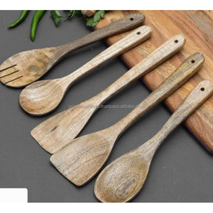 PureGrain Natural Wooden Spoon Set 3-Piece Hand Carved Serving Utensils Minimalist <b>Kitchens</b> Sustainable Cooking Acacia Stocked - Product Image 3
