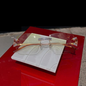 Lunettes de vue rectangulaires sans monture luxueuses avec accents en cristal, légères, verres antireflets, accessoires unisexes pour adultes - Product Image 1