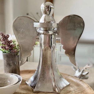 Silver Angel Tea light Holder Christmas Decoration <b>Wall</b> Hanging Candle Tea Light Holder - Product Image 1