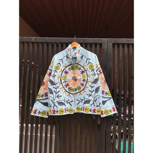 Chaqueta india hecha a mano de algodón con bordado uzbeco, abrigo corto unisex, chaqueta estilo boho chic - Product Image 2