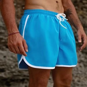 Shorts de plage pour hommes OEM, couleur unie avec contraste de couleur personnalisé, maillots de bain durables à séchage rapide, bas de tenue d'été, vente en gros - Product Image 4