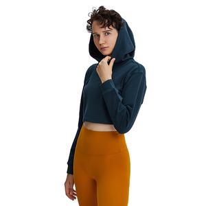 Sweat à capuche manches longues pour femme, pull streetwear de bonne qualité, logo personnalisé imprimé, haut court, haut court, coton et polaire, 2020 - Product Image 6
