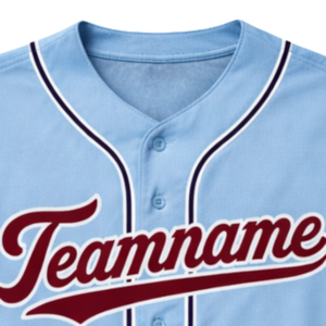 Maillot de baseball bleu clair personnalisé avec design boutonné, nom d'équipe et numéro de joueur personnalisés pour vêtements de sport et uniformes pour hommes - Product Image 5