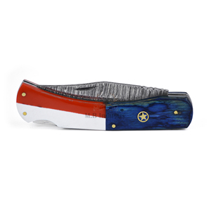 Cuchillo de bolsillo utilitario de acero de Damasco hecho a mano de alta calidad DD-FK-WH907 con hoja D2, mango de madera Pakka y acrílico, punta de clip, cuchillo EDC - Product Image 3