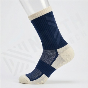 <b>Crew</b> <b>Socks</b> Navy Blue With White Trim Breathable Knitted For Running Adults Spring Season Standard Thickness - Product Image 3