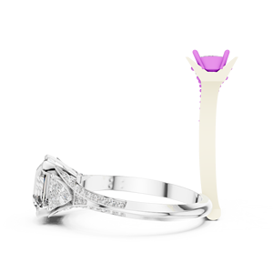 Anillo de Compromiso Royal for Crown de 2.32 CT con Diamante Cultivado en Laboratorio, Corte Trillón, Halo, Pavé, Corte Esmeralda, Plateado, Estilo Punk - Product Image 2