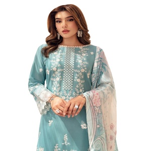 Liquidación de Ropa India y Pakistaní Original de Ramsha, Conjunto de Salwar Kameez para Mujer, Sin Costuras, Algodón Puro, Bordado Intenso - Product Image 1